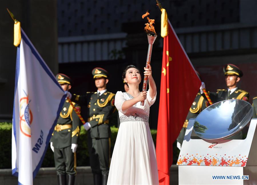 (SP)CHINA-NANCHANG-7TH MILITARY WORLD GAMES-FLAME LIGHTING CEREMONY AND TORCH RELAY