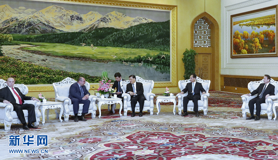 6月7日，中共中央政治局常委、中央書記處書記劉云山在北京會(huì)見金磚國(guó)家媒體高端論壇的媒體代表。新華社記者 鞠鵬 攝