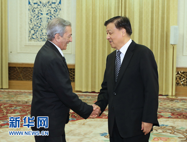 6月21日，中共中央政治局常委、中央書記處書記劉云山在北京會見古共中央書記處書記、國際關系部部長巴拉格爾率領的古巴共產黨代表團。新華社記者馬占成攝