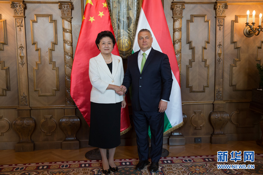  6月21日，國務(wù)院副總理劉延?xùn)|（左）在匈牙利布達(dá)佩斯國會(huì)大廈會(huì)見匈牙利總理歐爾班。 新華社發(fā)（弗爾季&middot;奧蒂洛攝）