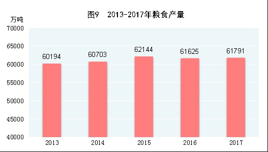 （圖表）[兩會&middot;2017年統(tǒng)計(jì)公報]圖9：2013-2017年糧食產(chǎn)量