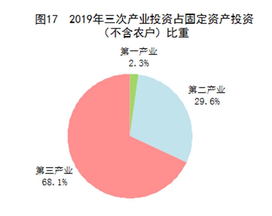 （圖表）［2019年統(tǒng)計(jì)公報(bào)］圖17 2019年三次產(chǎn)業(yè)投資占固定資產(chǎn)投資（不含農(nóng)戶(hù)）比重