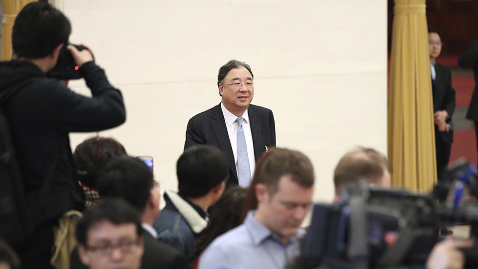 馬曉偉步入&ldquo;部長通道&rdquo;，準備接受采訪