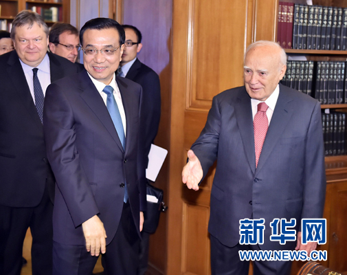 6月20日，國務院總理李克強在雅典總統(tǒng)府會見希臘總統(tǒng)帕普利亞斯。新華社記者 李濤 攝