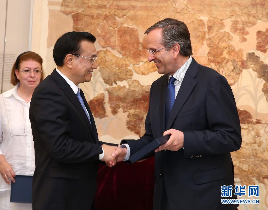 6月21日，國務院總理李克強與希臘總理薩馬拉斯共同出席希臘伊拉克利翁博物館新館開館儀式并發(fā)表講話。 新華社記者 龐興雷 攝