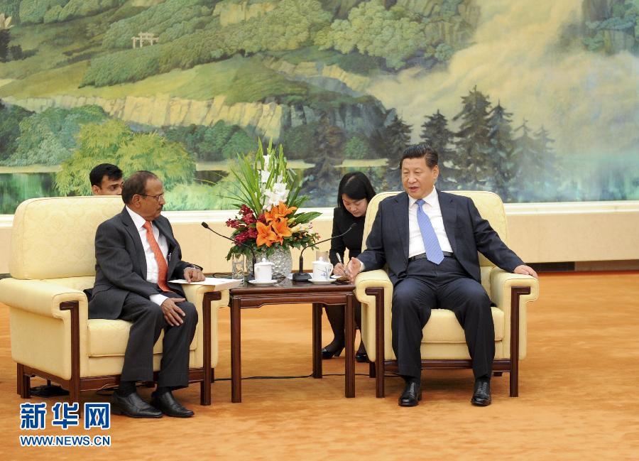 9月9日，國(guó)家主席習(xí)近平在北京人民大會(huì)堂會(huì)見(jiàn)印度總理特使、國(guó)家安全顧問(wèn)多瓦爾。 新華社記者 張鐸 攝