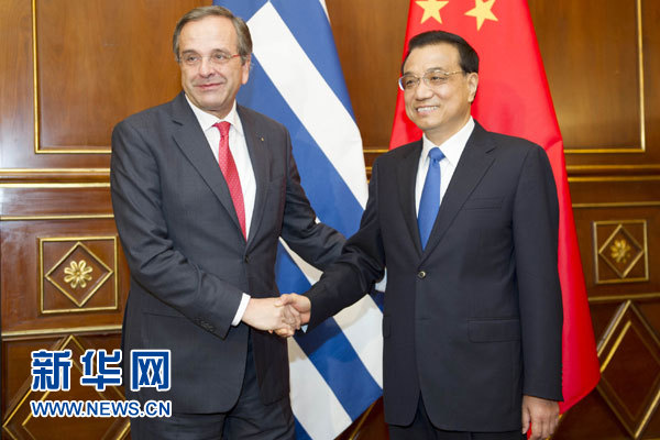 10月16日，中國(guó)國(guó)務(wù)院總理李克強(qiáng)在意大利米蘭會(huì)見(jiàn)希臘總理薩馬拉斯。 新華社記者 謝環(huán)馳 攝