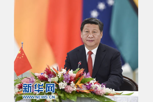 習(xí)近平主持會議并發(fā)表主旨講話。新華社記者 李學(xué)仁攝