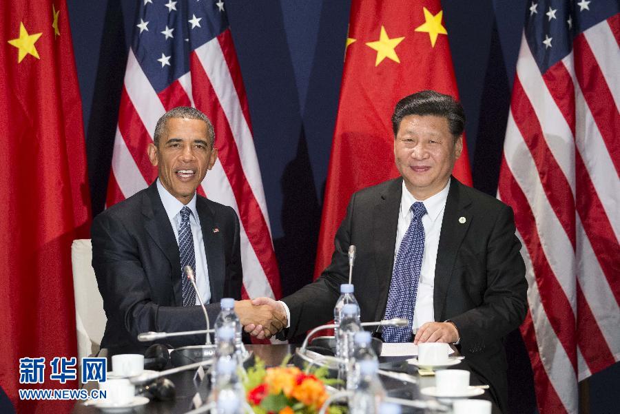 11月30日，國家主席習(xí)近平在巴黎會見美國總統(tǒng)奧巴馬。新華社記者黃敬文攝