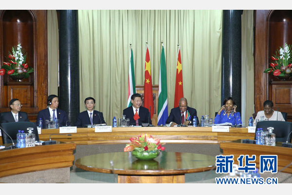 12月2日，國家主席習(xí)近平在比勒陀利亞同南非總統(tǒng)祖馬舉行會談。 新華社記者 馬占成 攝  