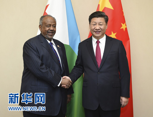 12月3日，國家主席習近平在約翰內斯堡會見吉布提總統(tǒng)蓋萊。新華社記者 謝環(huán)馳 攝 

