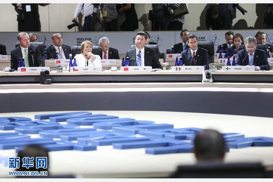 4月1日，第四屆核安全峰會在美國首都華盛頓舉行。國家主席習近平出席并發(fā)表題為《加強國際核安全體系，推進全球核安全治理》的重要講話。新華社記者蘭紅光攝