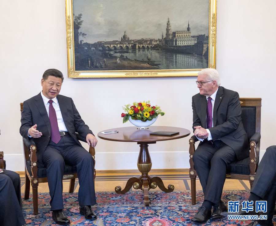 7月5日，國家主席習(xí)近平在柏林會(huì)見德國總統(tǒng)施泰因邁爾。 新華社記者李學(xué)仁 攝
