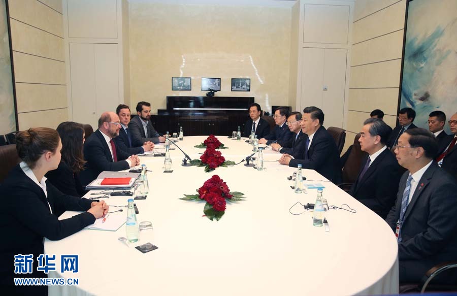 7月6日，國家主席習(xí)近平在柏林會見德國社會民主黨主席舒爾茨。新華社記者 姚大偉 攝