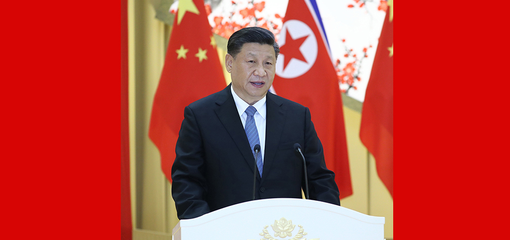 習(xí)近平出席朝鮮勞動黨委員長、國務(wù)委員會委員長金正恩舉行的歡迎宴會